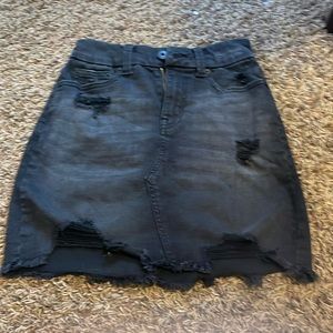 i am selling a high rise black jean skirt. this is great for summer or winter!
